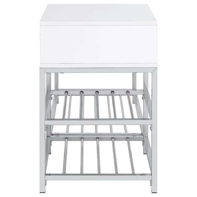 Alt view image 5 of 7 - Yesler White High Gloss 1-Drawer Storage Bench