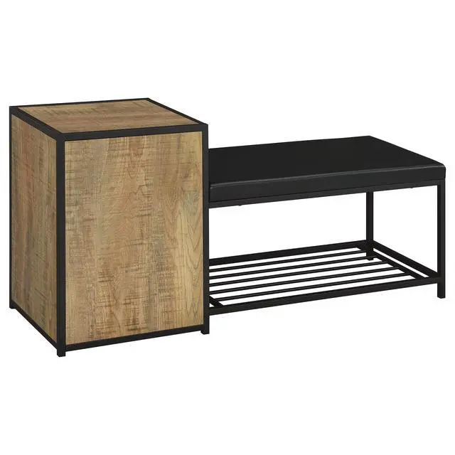 Alt view image 6 of 7 - Mango and Black Shoe Storage Entryway Bench with Cabinet
