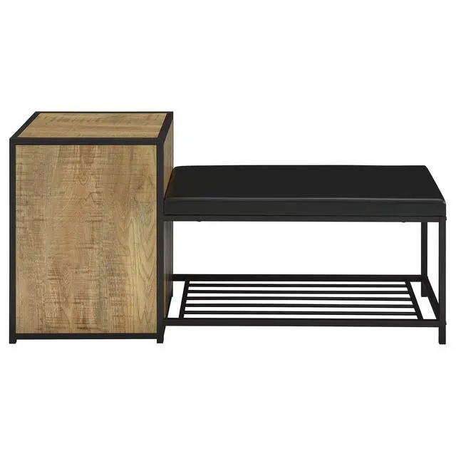 Alt view image 7 of 7 - Mango and Black Shoe Storage Entryway Bench with Cabinet