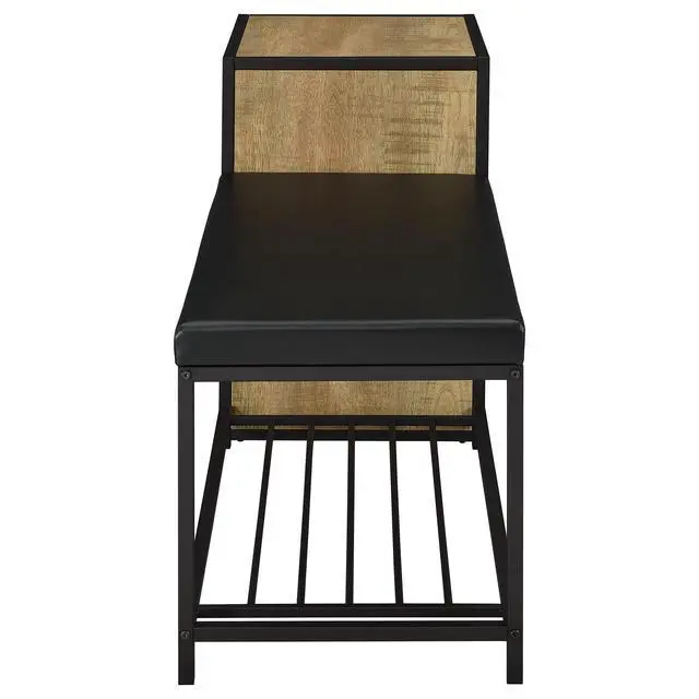 Alt view image 4 of 7 - Mango and Black Shoe Storage Entryway Bench with Cabinet
