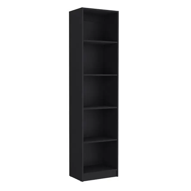 Alt view image 2 of 5 - Home Xs Bookcase with 5-Tier Shelves and Slim Design -Black -Office