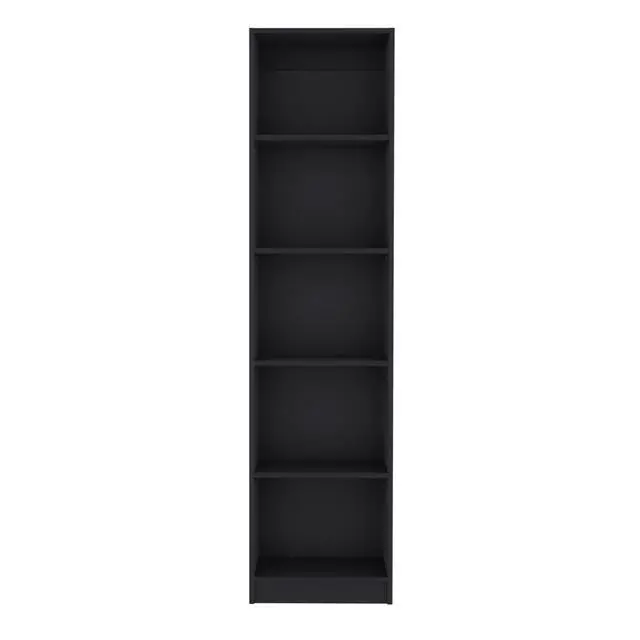 Alt view image 4 of 5 - Home Xs Bookcase with 5-Tier Shelves and Slim Design -Black -Office
