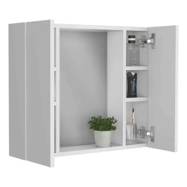Alt view image 7 of 7 - Artemisa Medicine Cabinet, Double Door, Mirror, One External Shelf -White