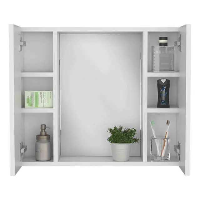 Alt view image 5 of 7 - Artemisa Medicine Cabinet, Double Door, Mirror, One External Shelf -White