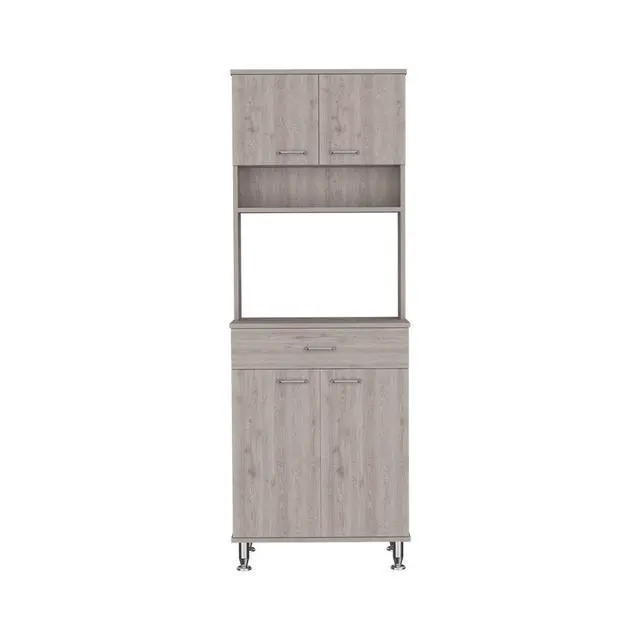 Alt view image 2 of 7 - Della 60 Kitchen Pantry with Countertop, Closed & Open Storage -Light Gray