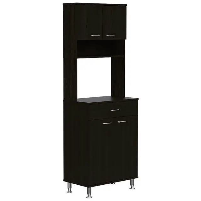 Alt view image 5 of 6 - Della 60 Kitchen Pantry with Countertop, Closed & Open Storage -Black