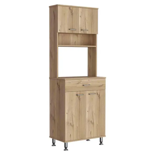 Alt view image 6 of 7 - Della 60 Kitchen Pantry with Countertop, Closed & Open Storage -Light Oak