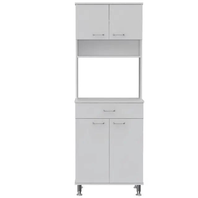Alt view image 2 of 7 - Della 60 Kitchen Pantry with Countertop, Closed & Open Storage -White