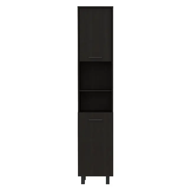 Alt view image 2 of 7 - Hobart Pantry, Four Legs, Three Interior Shelves, Two Shelves, Two Cabinets -Black