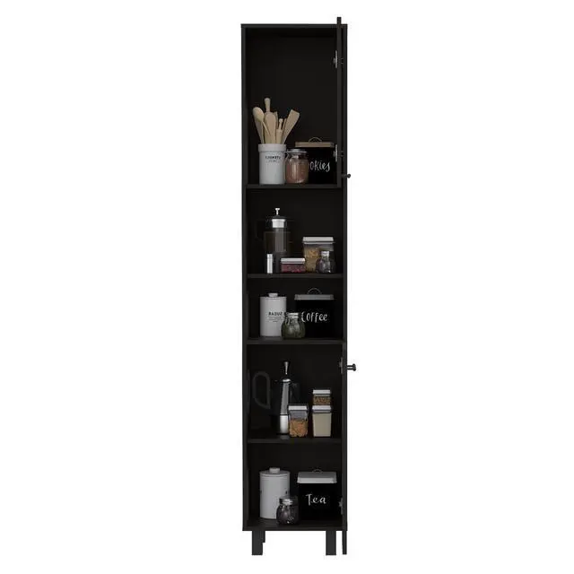 Alt view image 5 of 7 - Hobart Pantry, Four Legs, Three Interior Shelves, Two Shelves, Two Cabinets -Black