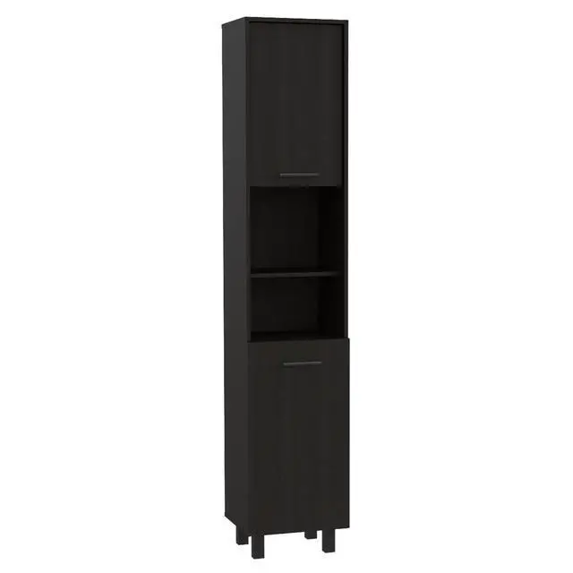 Alt view image 6 of 7 - Hobart Pantry, Four Legs, Three Interior Shelves, Two Shelves, Two Cabinets -Black