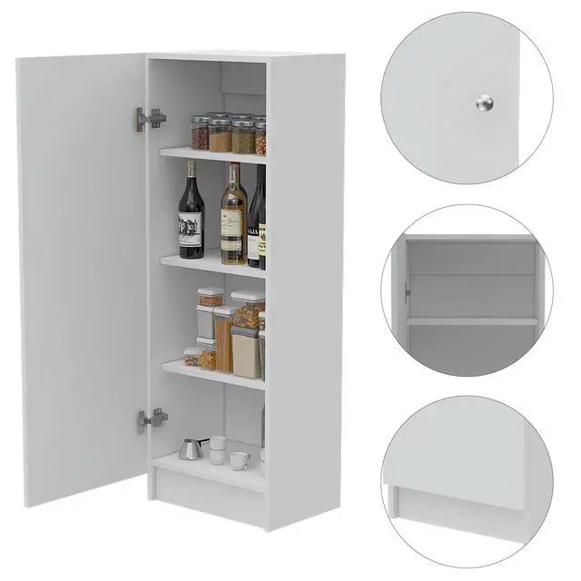 Alt view image 6 of 7 - Della 60 Kitchen Pantry with Countertop, Closed & Open Storage -White
