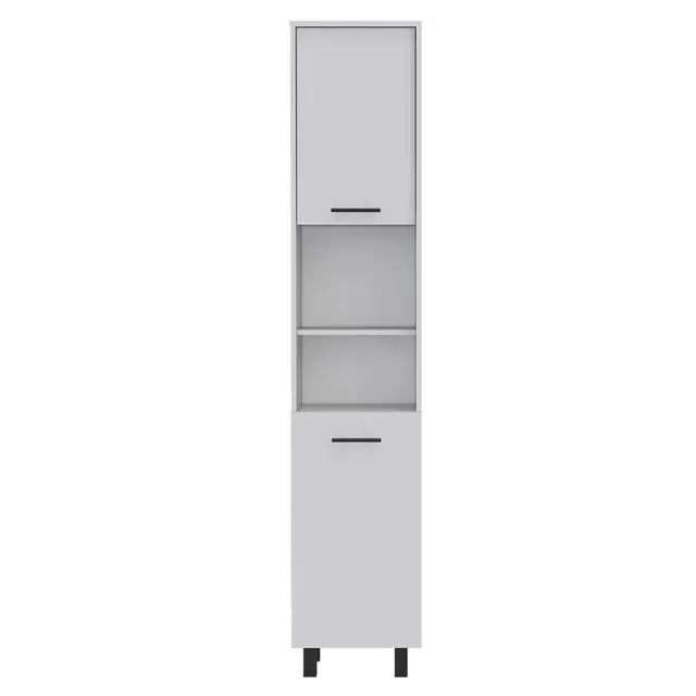 Alt view image 2 of 7 - Hobart Pantry, Four Legs, Three Interior Shelves, Two Shelves, Two Cabinets -White