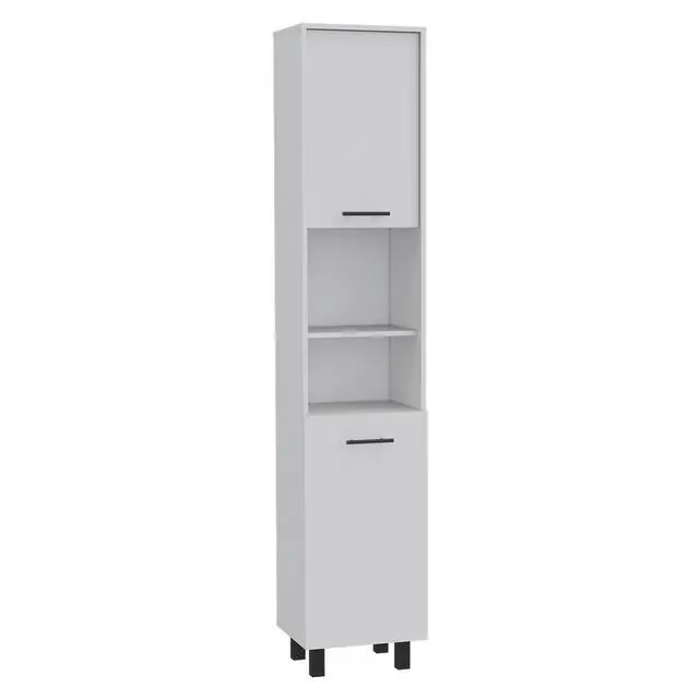 Alt view image 5 of 7 - Hobart Pantry, Four Legs, Three Interior Shelves, Two Shelves, Two Cabinets -White