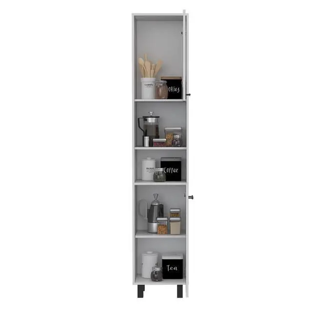 Alt view image 6 of 7 - Hobart Pantry, Four Legs, Three Interior Shelves, Two Shelves, Two Cabinets -White