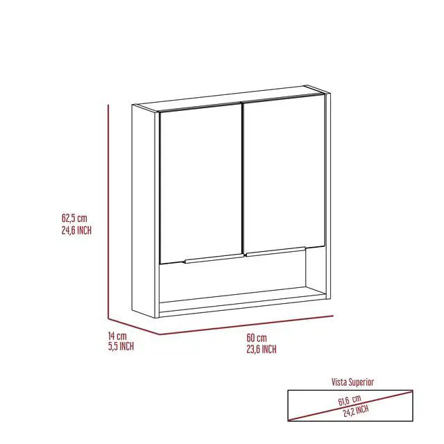 Alt view image 6 of 7 - Jaspe Mirror Cabinet, Three Internal Shelves, One Open Shelf, Double Door Cabinet -Black