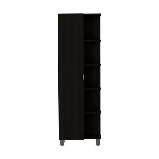 Alt view image 4 of 5 - Urano Mirror Linen Cabinet, Four Interior Shelves, Five External Shelves -Black