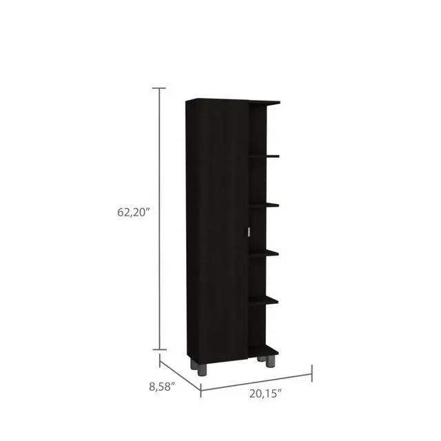 Alt view image 5 of 5 - Urano Mirror Linen Cabinet, Four Interior Shelves, Five External Shelves -Black