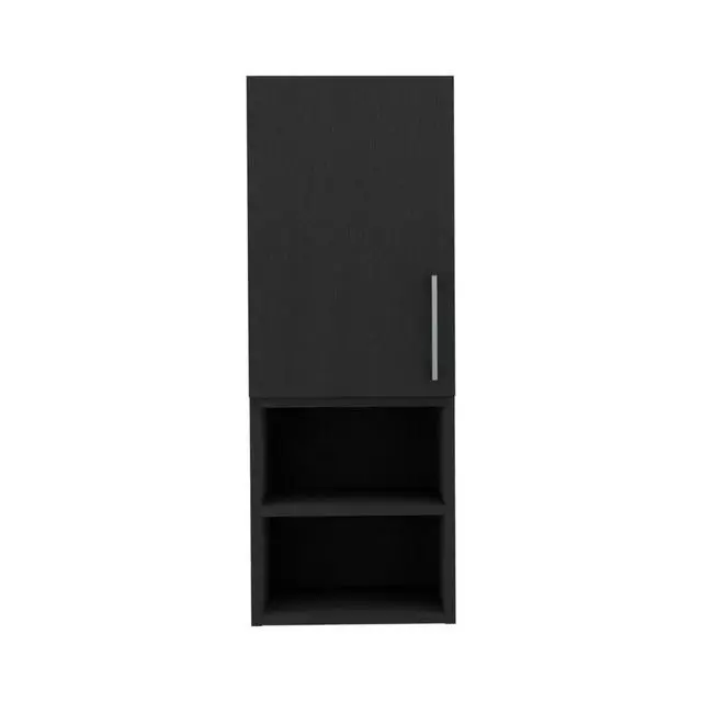 Alt view image 3 of 5 - Madrid Medicine Cabinet, Two External Shelves, Metal Handle, Single Door, Two Interior Shelves -Black