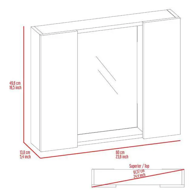 Alt view image 6 of 7 - Artemisa Medicine Cabinet, Double Door, Mirror, One External Shelf -Light Gray