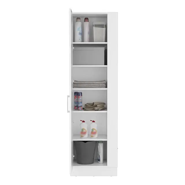 Alt view image 5 of 7 - Lilo Storage Cabinet, Broom Hangers, Internal Shelves -White