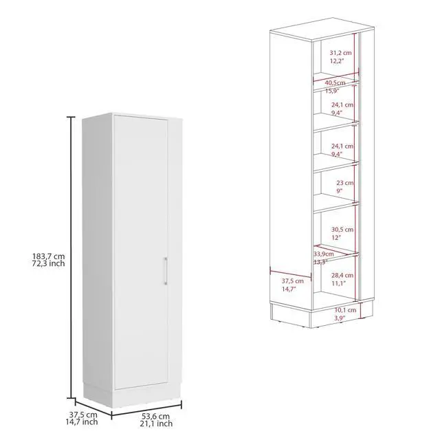 Alt view image 3 of 7 - Lilo Storage Cabinet, Broom Hangers, Internal Shelves -White