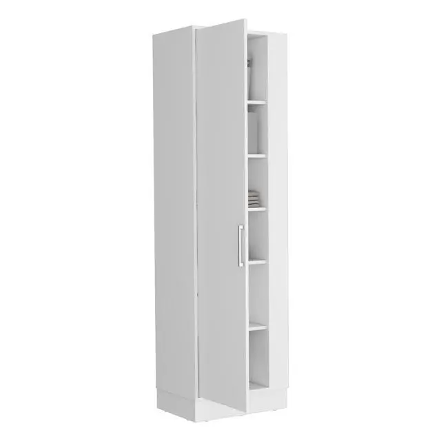 Alt view image 7 of 7 - Lilo Storage Cabinet, Broom Hangers, Internal Shelves -White