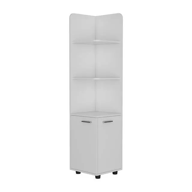 Alt view image 2 of 7 - Malibu Freestanding Linen Cabinet, 2-Doors, Open Shelves -White