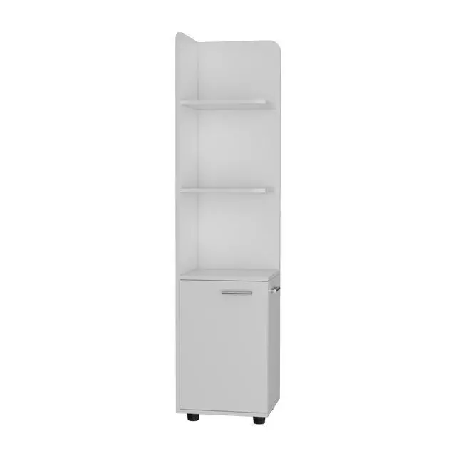 Alt view image 6 of 7 - Malibu Freestanding Linen Cabinet, 2-Doors, Open Shelves -White