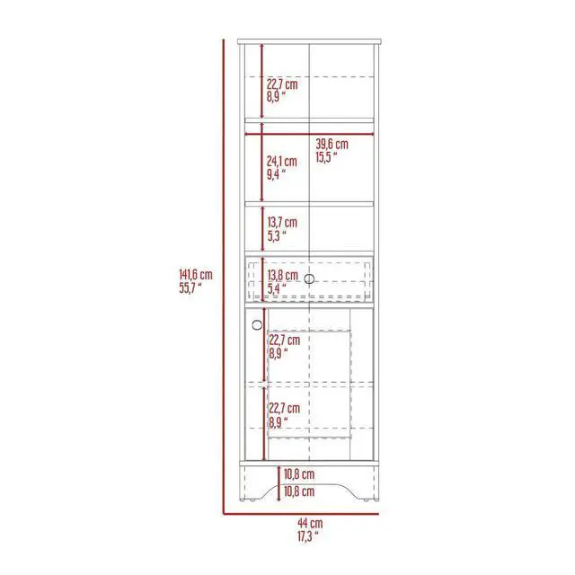 Alt view image 3 of 7 - St. Clair Linen Cabinet, Two Interior Shelves, Two Open Shelves, Single Door