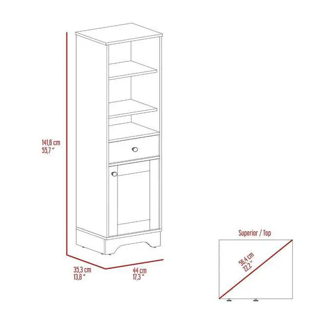 Alt view image 4 of 7 - St. Clair Linen Cabinet, Two Interior Shelves, Two Open Shelves, Single Door