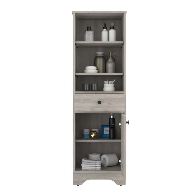Alt view image 6 of 7 - St. Clair Linen Cabinet, Two Interior Shelves, Two Open Shelves, Single Door
