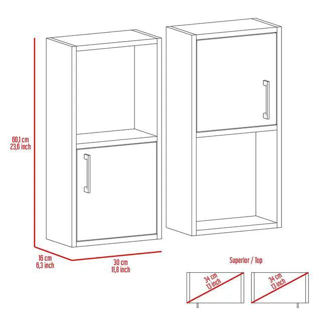 Alt view image 4 of 7 - Oba 2-Pc Wall-Mounted Bathroom Medicine Cabinet with Open and Closed Storage