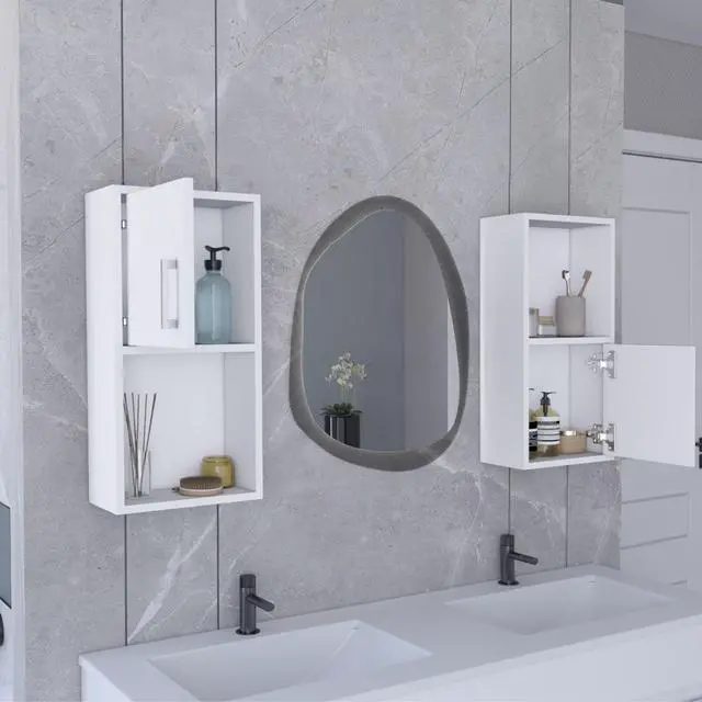 Alt view image 5 of 7 - Oba 2-Pc Wall-Mounted Bathroom Medicine Cabinet with Open and Closed Storage