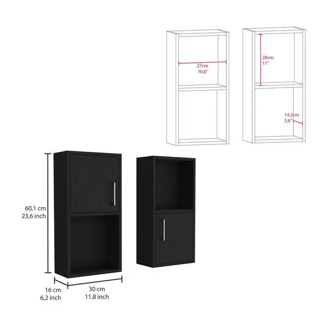 Alt view image 3 of 7 - Oba 2-Pc Wall-Mounted Bathroom Medicine Cabinet with Open and Closed Storage