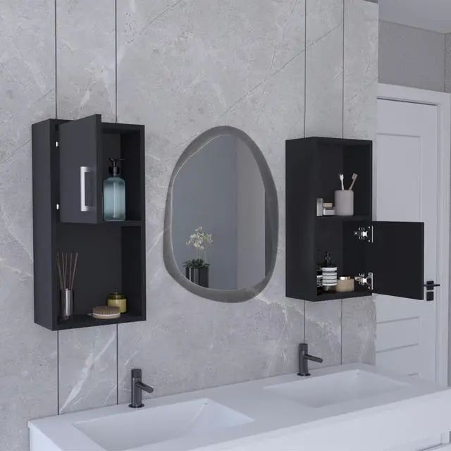 Alt view image 4 of 7 - Oba 2-Pc Wall-Mounted Bathroom Medicine Cabinet with Open and Closed Storage