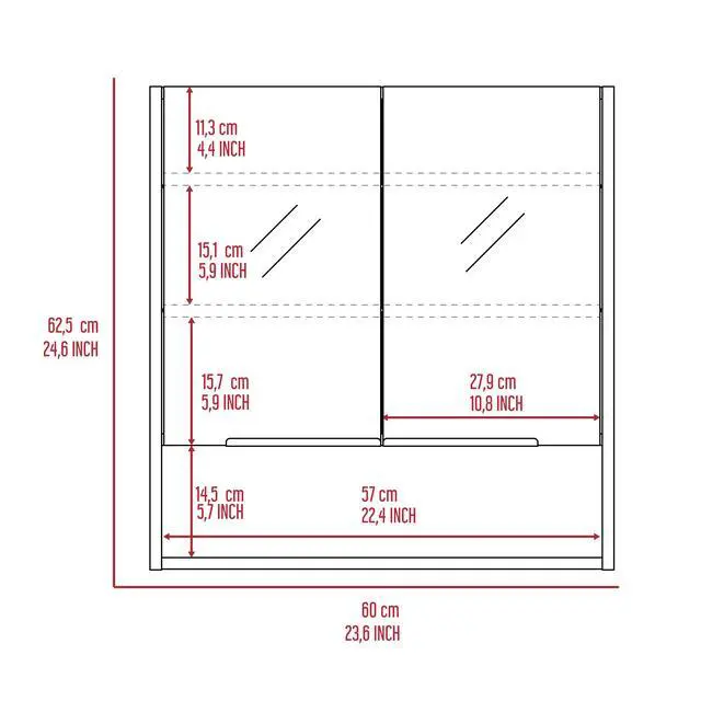 Alt view image 7 of 7 - Jaspe Mirror Cabinet, Three Internal Shelves, One Open Shelf, Double Door Cabinet -Black