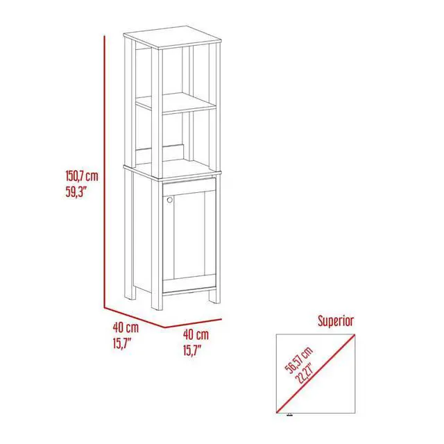 Alt view image 3 of 7 - St. Clair Linen Cabinet, Two Interior Shelves, Two Open Shelves, Single Door