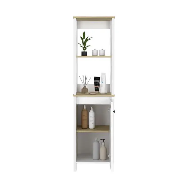 Alt view image 6 of 7 - St. Clair Linen Cabinet, Two Interior Shelves, Two Open Shelves, Single Door