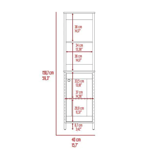 Alt view image 4 of 7 - St. Clair Linen Cabinet, Two Interior Shelves, Two Open Shelves, Single Door