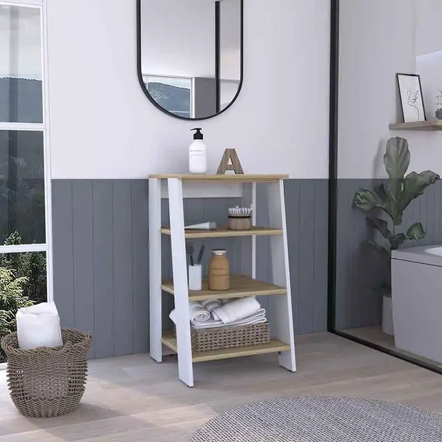 Main image of St. Clair Linen Cabinet, Two Interior Shelves, Two Open Shelves, Single Door