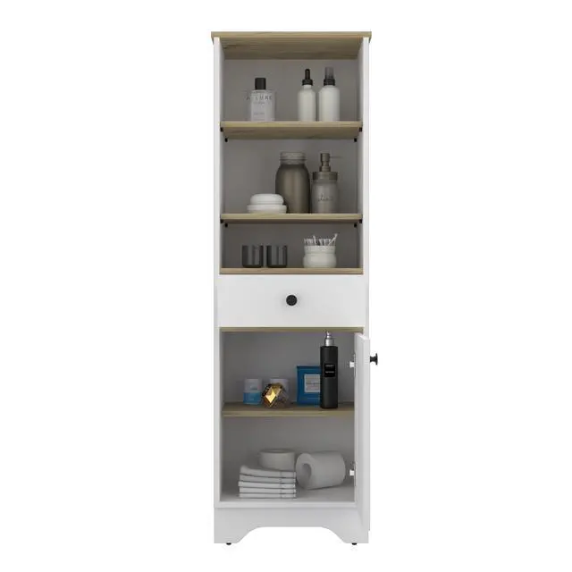 Alt view image 5 of 7 - St. Clair Linen Cabinet, Two Interior Shelves, Two Open Shelves