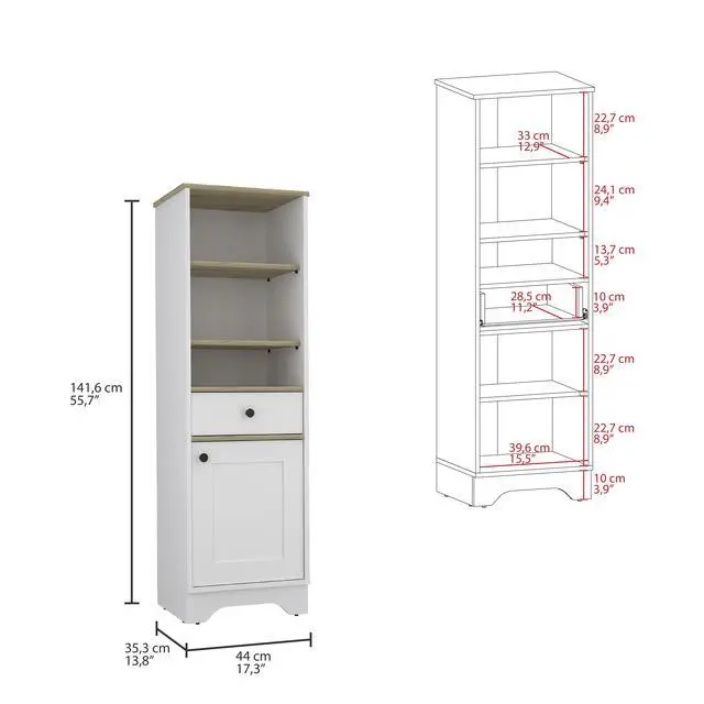 Alt view image 3 of 7 - St. Clair Linen Cabinet, Two Interior Shelves, Two Open Shelves