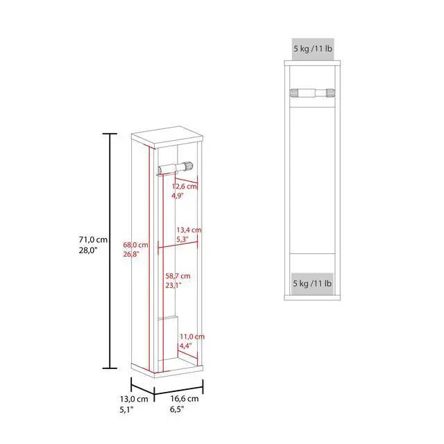 Alt view image 3 of 7 - Bali 28" High Toilet Paper Holder Narrow Shelf Organizer for Bathroom, Living Room, Kitchen