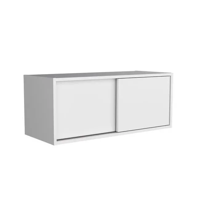 Alt view image 2 of 7 - Note 32"W x 13" H Wall Cabinet with Sliding Doors , Wall Shelf, Storage Cabinet, Bedroom, Office, Living Room, Garage