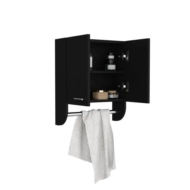 Alt view image 7 of 7 - Optim Medicine Cabinet with towel holder 17.4" Wide Medice Cabinet Organizer with Two interior Shelves and Tower Holder for Bathroom, Kitchen, Mudroom