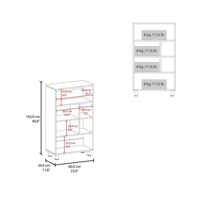 Alt view image 3 of 7 - Bellagio 40" Tall Four-Tier Shelf Narrow Bookcase Black