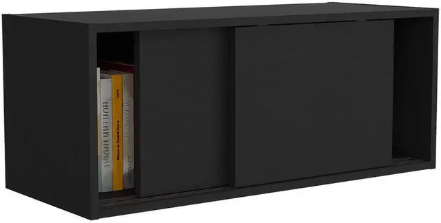 Alt view image 7 of 7 - Note 32"W x 13" H Wall Cabinet with Sliding Doors , Wall Shelf, Storage Cabinet, Bedroom, Office, Living Room, Garage