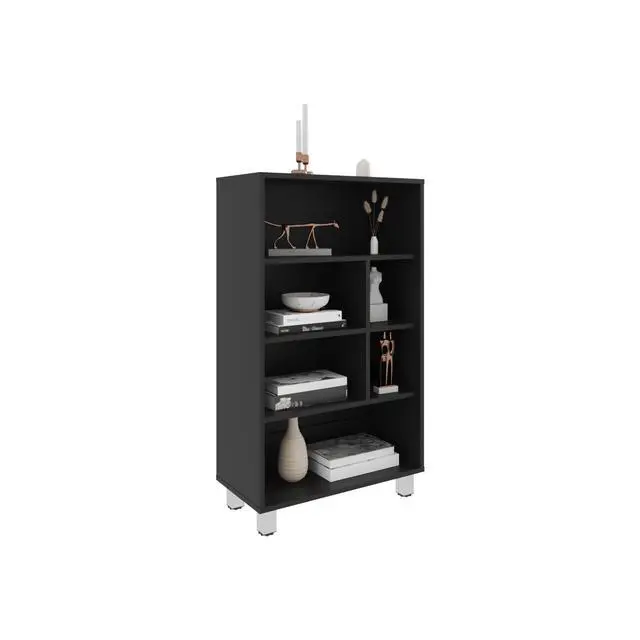 Alt view image 6 of 7 - Bellagio 40" Tall Four-Tier Shelf Narrow Bookcase Black