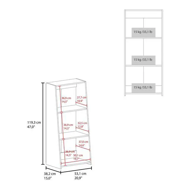 Alt view image 3 of 7 - Note 47" Tall Three-Tier Ladder Bookcase Black